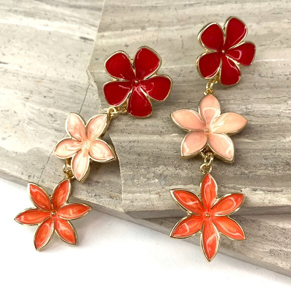 NEW~ Anthropologie Baublebar Colorful Flower Drop Earrings - Picture 4 of 7